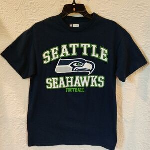 NFL Seattle Seahawks Football Team Logo Short Sleeved Fan Pullover T-shirt